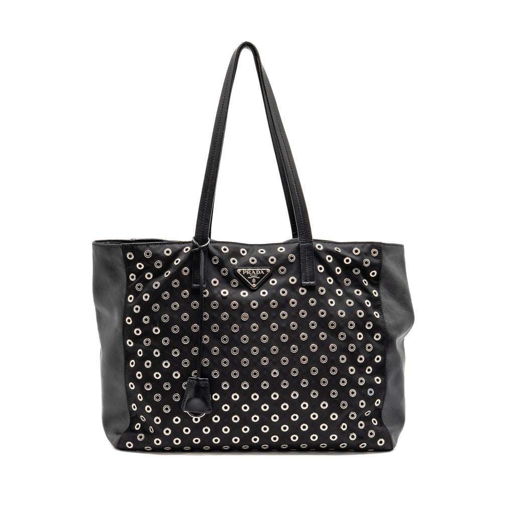 Prada shoulder bag lambskin / fabric black SHW