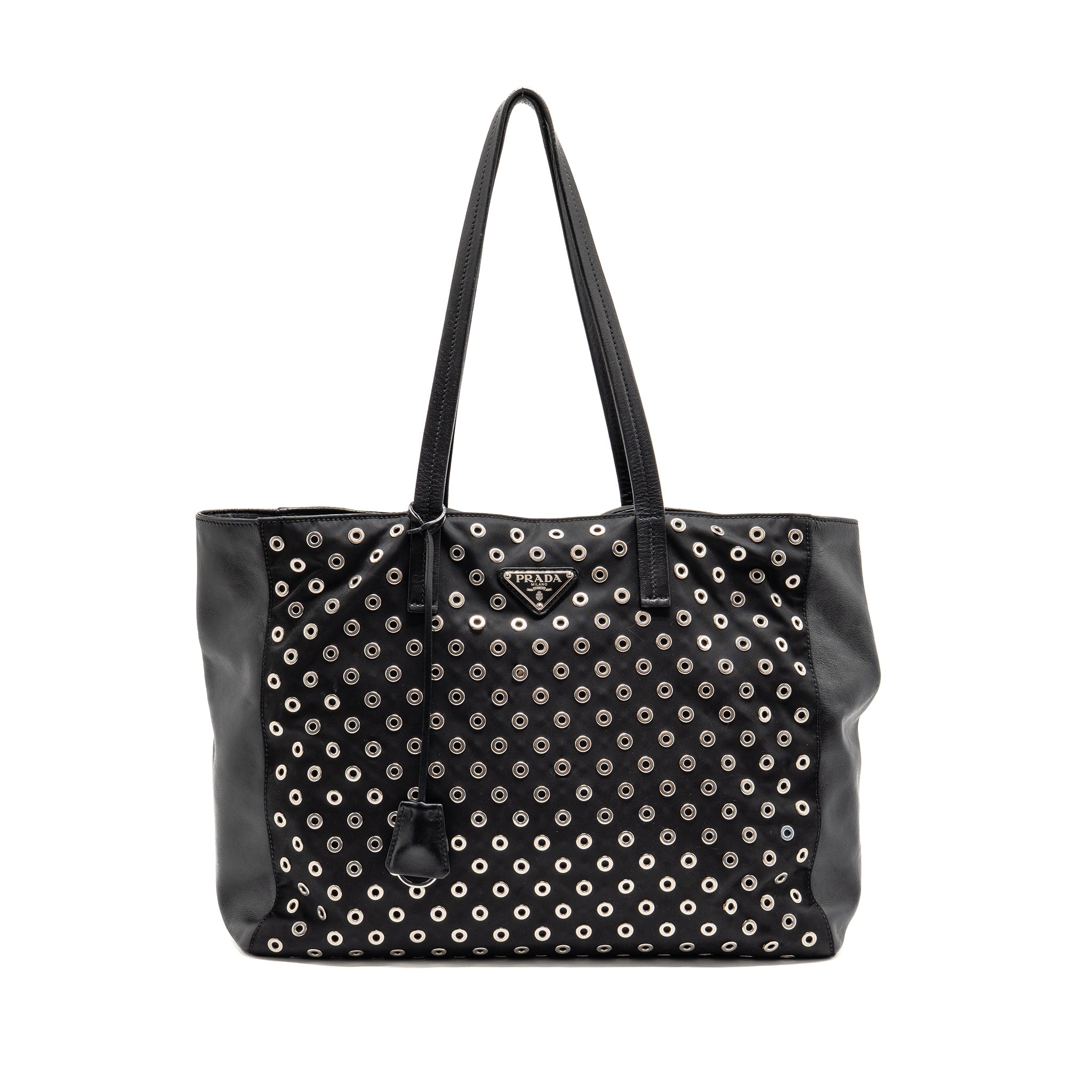Prada shoulder bag lambskin / fabric black SHW