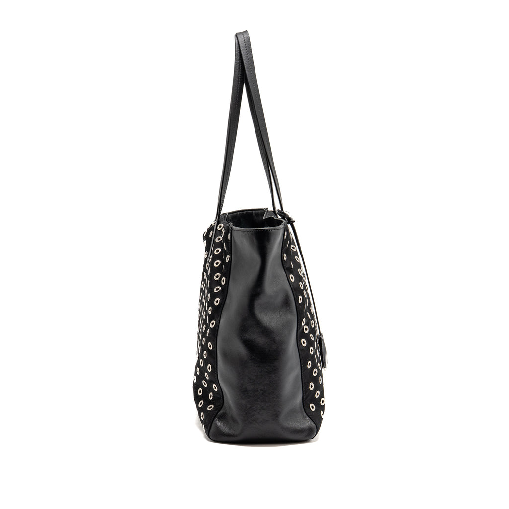 Prada shoulder bag lambskin / fabric black SHW