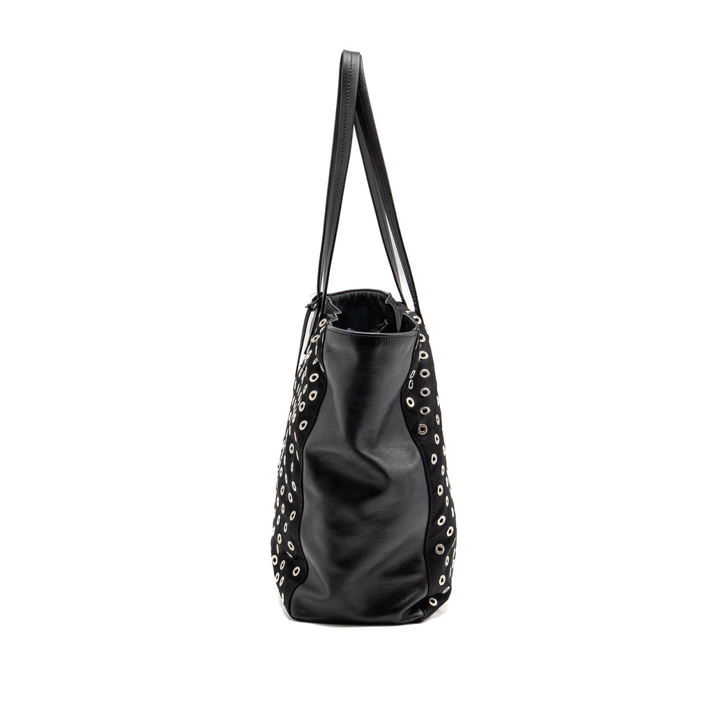 Prada shoulder bag lambskin / fabric black SHW