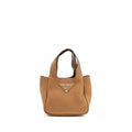 Prada Mini Leather Handbag Calfskin Caramel SHW