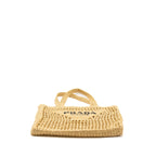 Prada Crochet Tote Bag Raffia Tan
