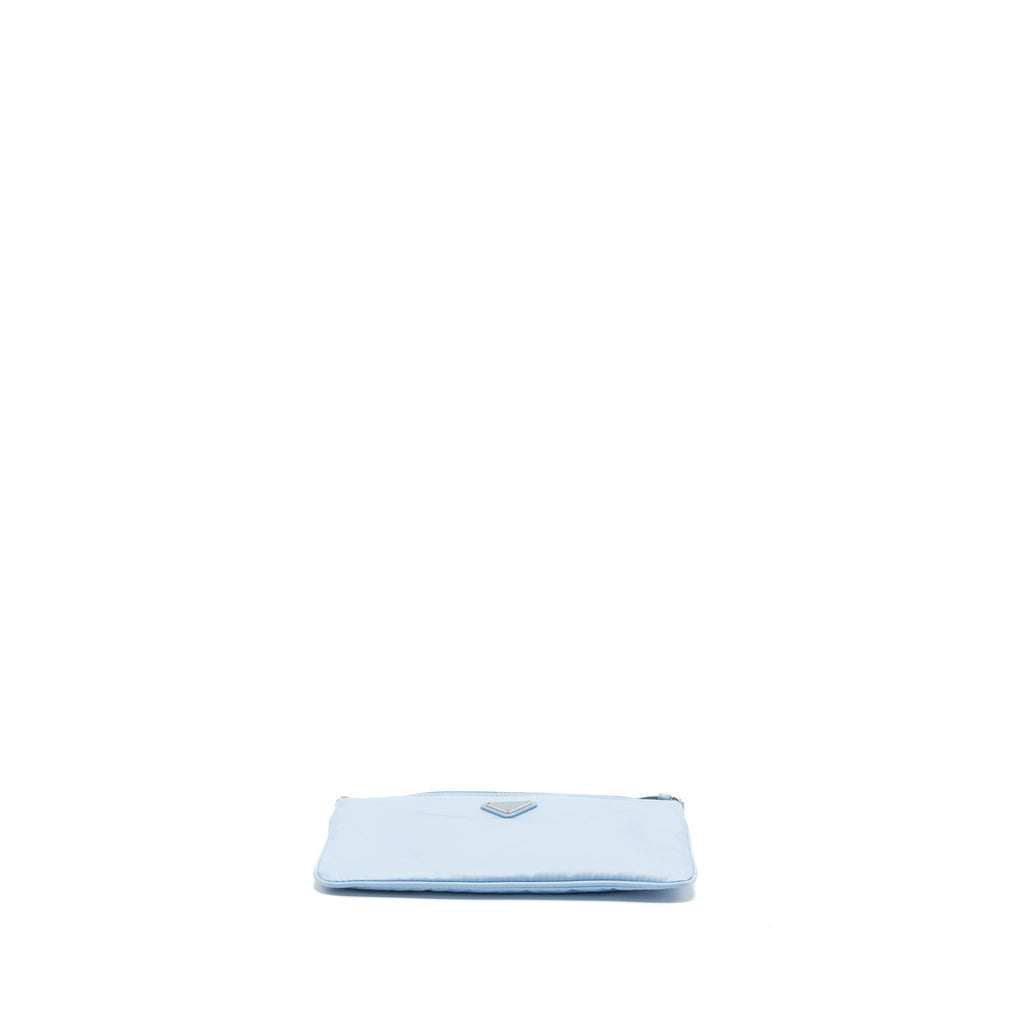 Prada Re-Nylon zip shoulder bag light blue SHW