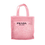 Prada Crochet Tote Bag Raffia Pink