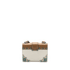Prada Cahier Embellished Two-tone Leather Shoulder Bag White / Caramel SHW