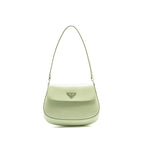 Prada Small Cleo Shoulder Bag Brushed Leather Light Green SHW