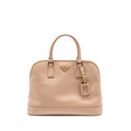 Prada Saffiano Vernice Promenade Dome Tote Leather Beige GHW