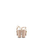 Prada Size 38.5 Heel Sandals Patent Leather Beige SHW