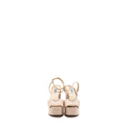 Prada Size 38.5 Heel Sandals Patent Leather Beige SHW