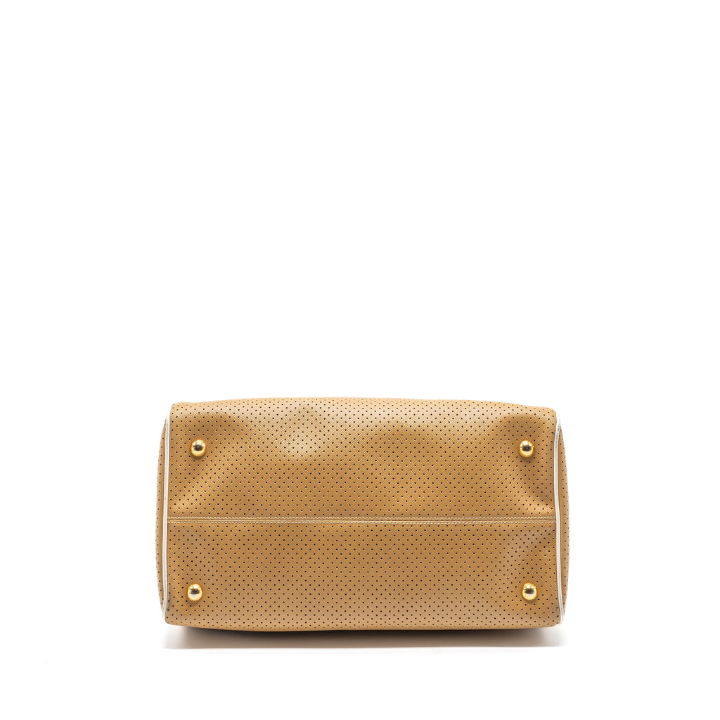 Prada Boston tote bag calfskin leather beige GHW