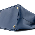 Prada double zip tote bag saffiano calfskin blue GHW