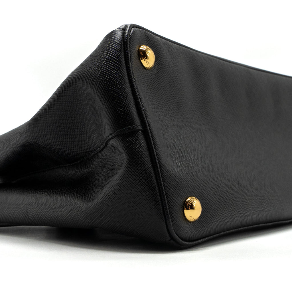 Prada double zip tote bag saffiano calfskin black GHW