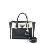 Prada Double Zip Tote Bag Calfskin Black/White SHW