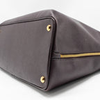 Prada Saffiano Vernice Promenade Large Dome Tote Bag Leather Mogano GHW