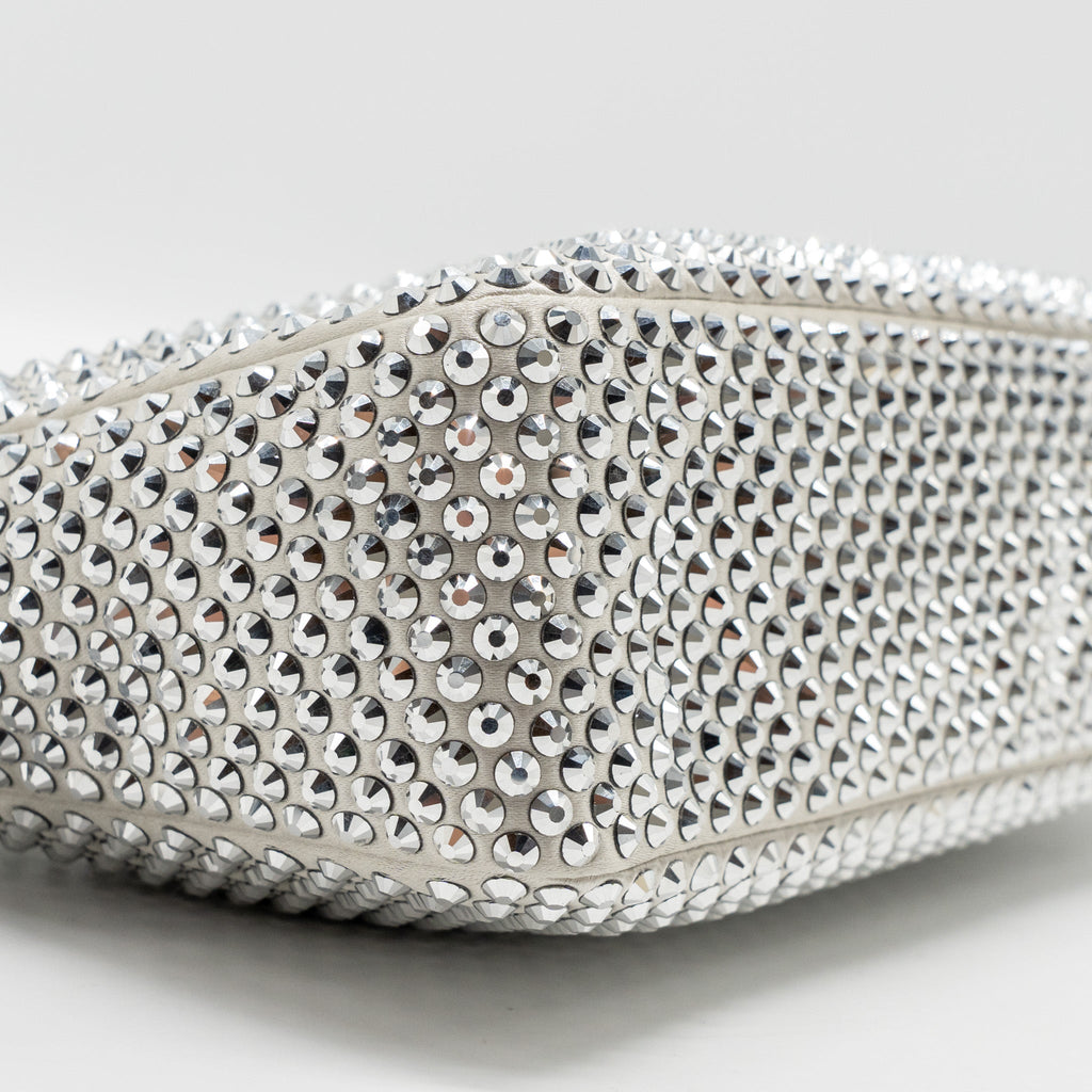 Prada Re-Edition Satin Crystal Mini Bag Silver SHW