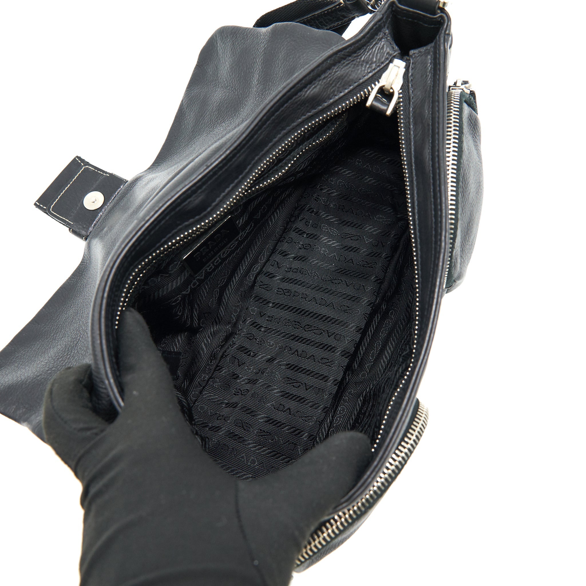 PRADA Long Shoulder Bag in Black SHW