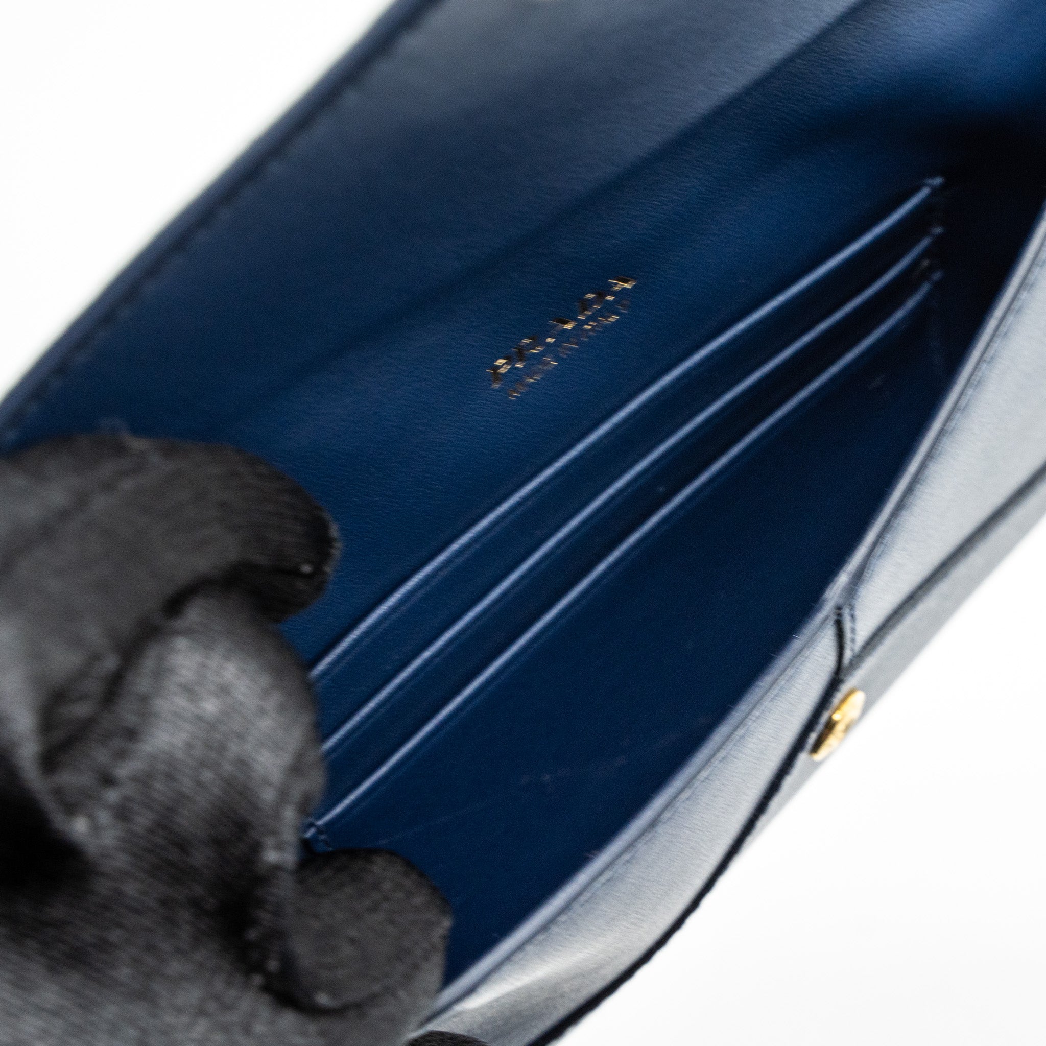 Prada Saffiano Clutch Calfskin Blue GHW