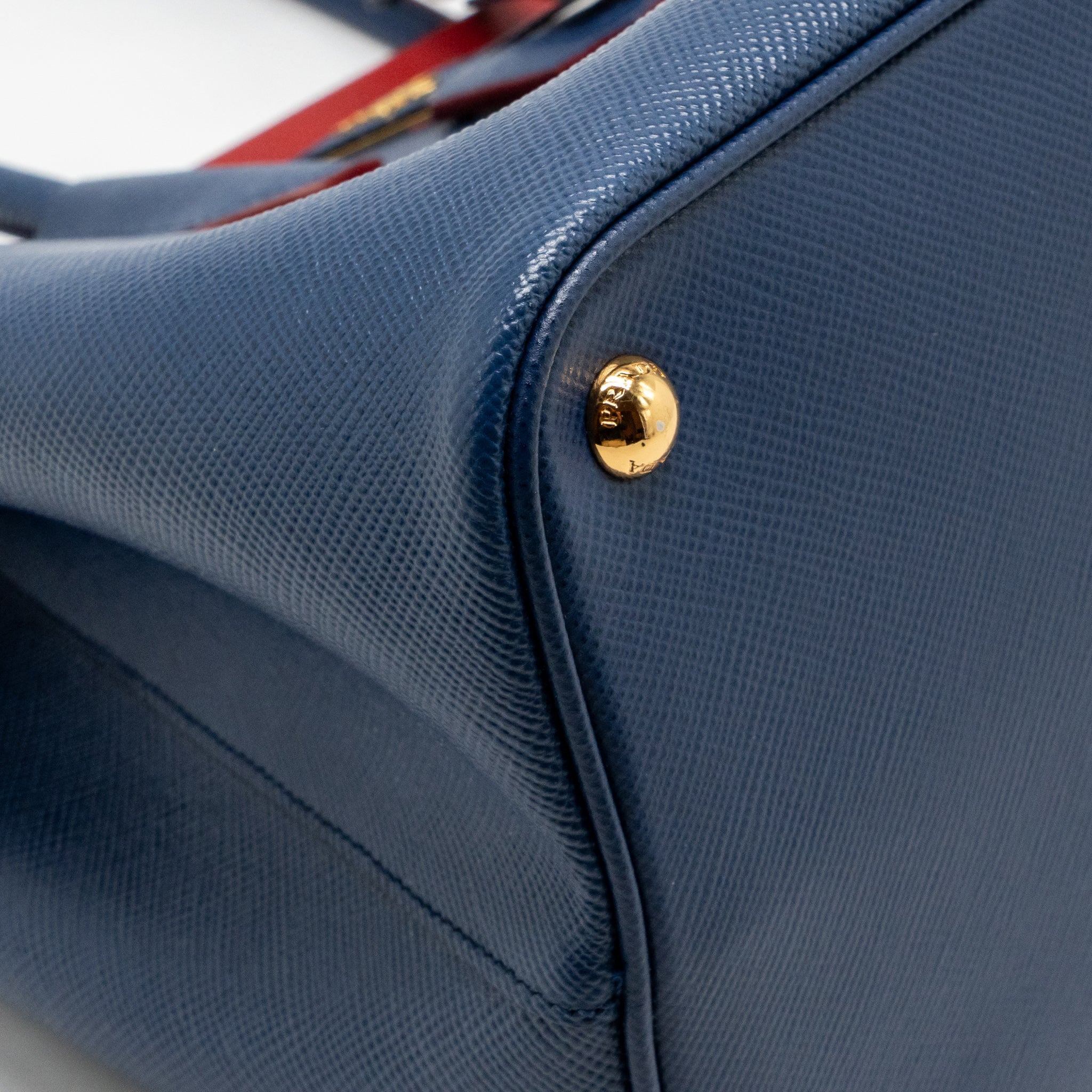 Prada Saffiano Cuir Double Bag Saffiano Leather Blue/Red GHW