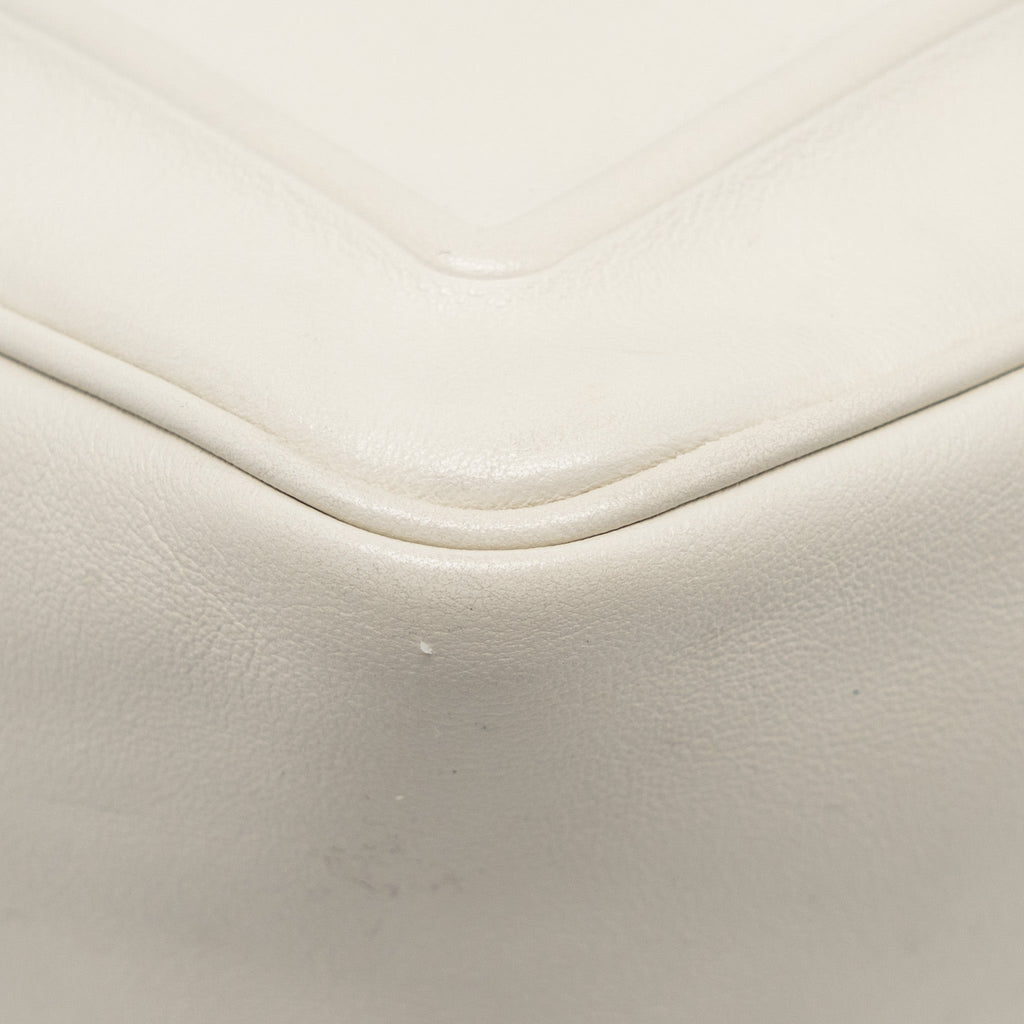 Prada Triangle Shoulder Bag Leather White SHW