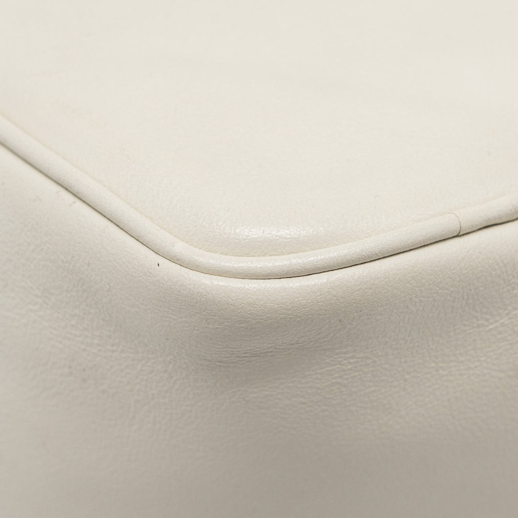 Prada Triangle Shoulder Bag Leather White SHW