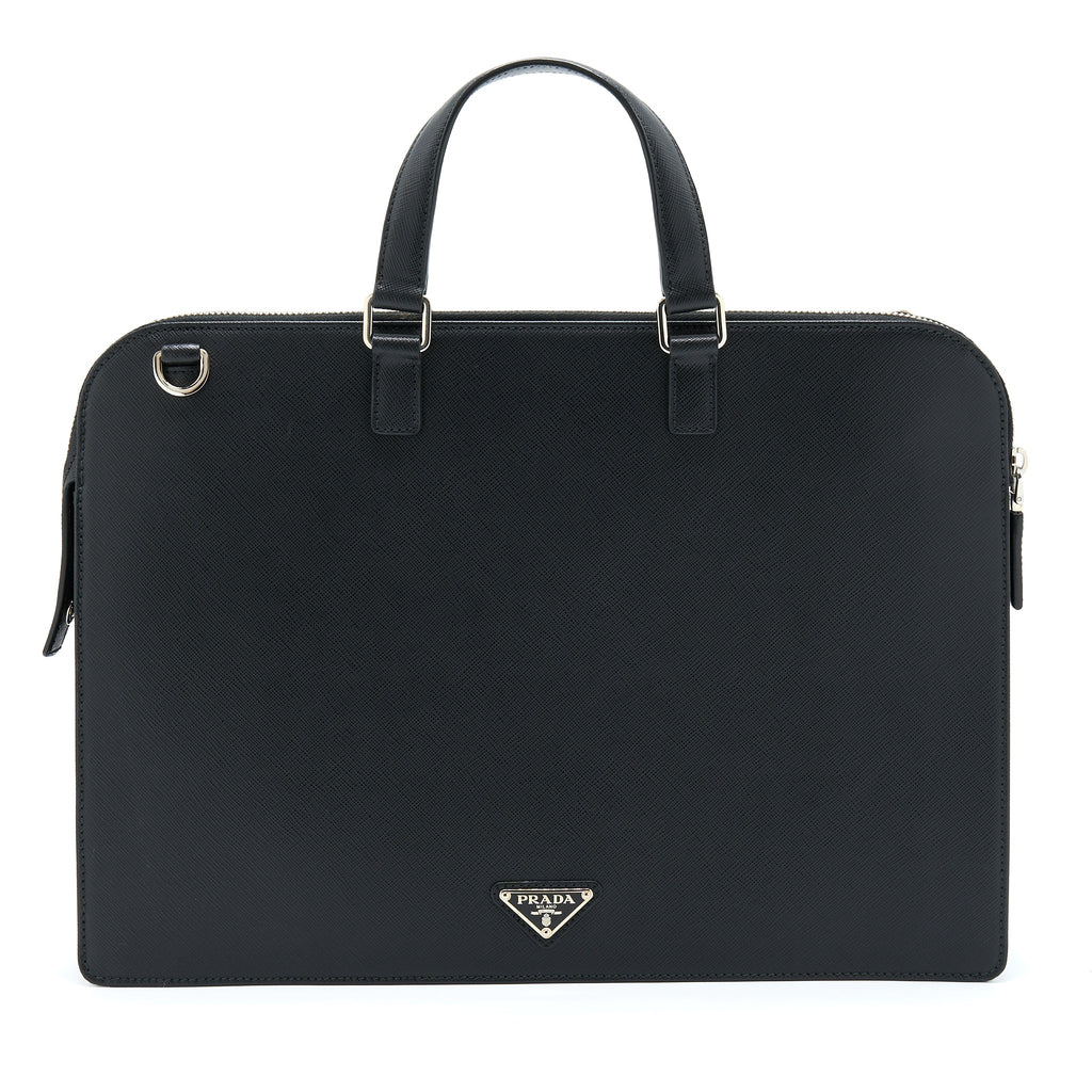 Prada Saffiano Briefcase Black SHW