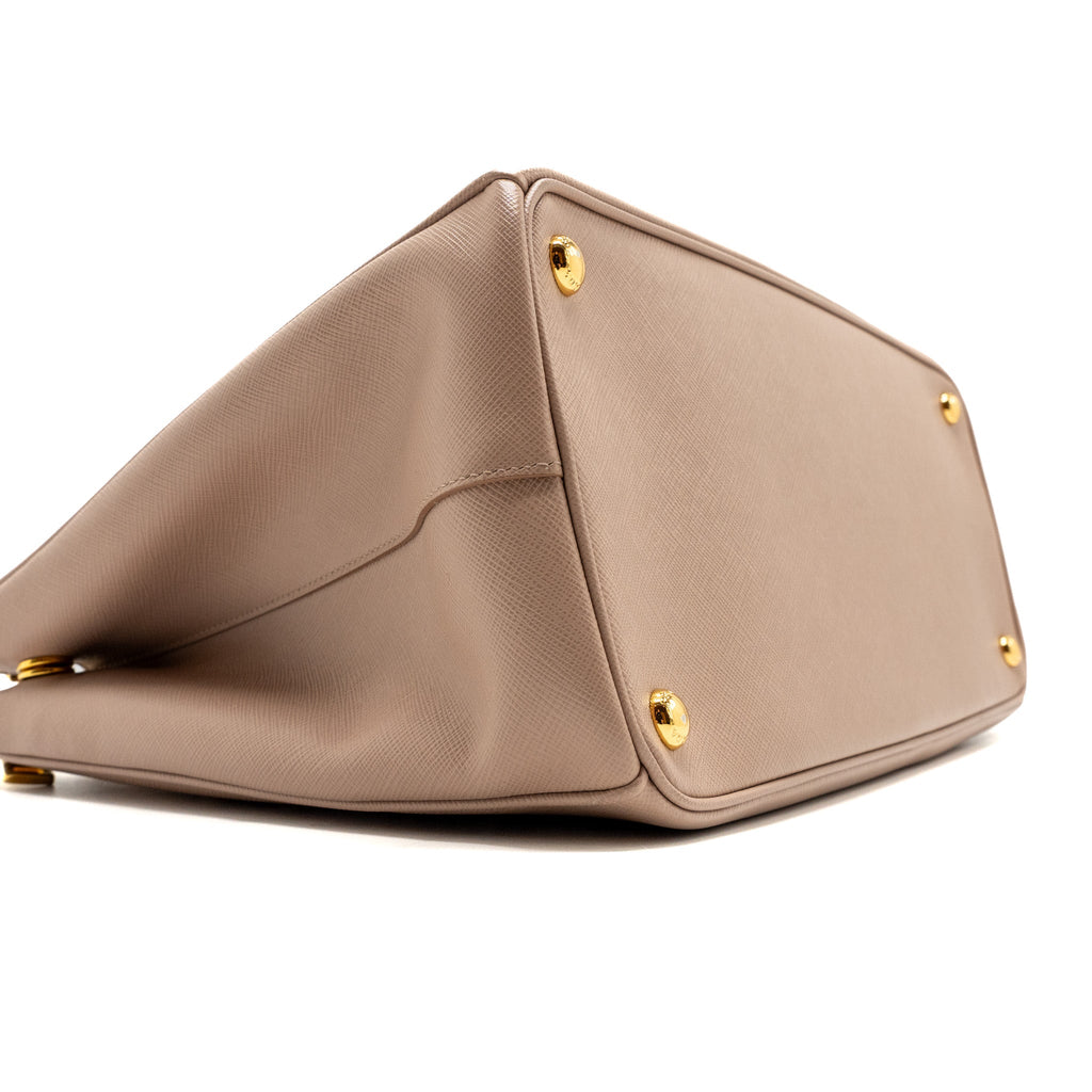 Prada Double Zip Shopping Toto Saffiano Cammeo GHW