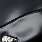 Prada Cleo Shoulder Bag Brushed Leather Black SHW