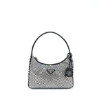 Prada Re-Edition 2000 Crystal Hobo Bag Nylon/Leather Black SHW
