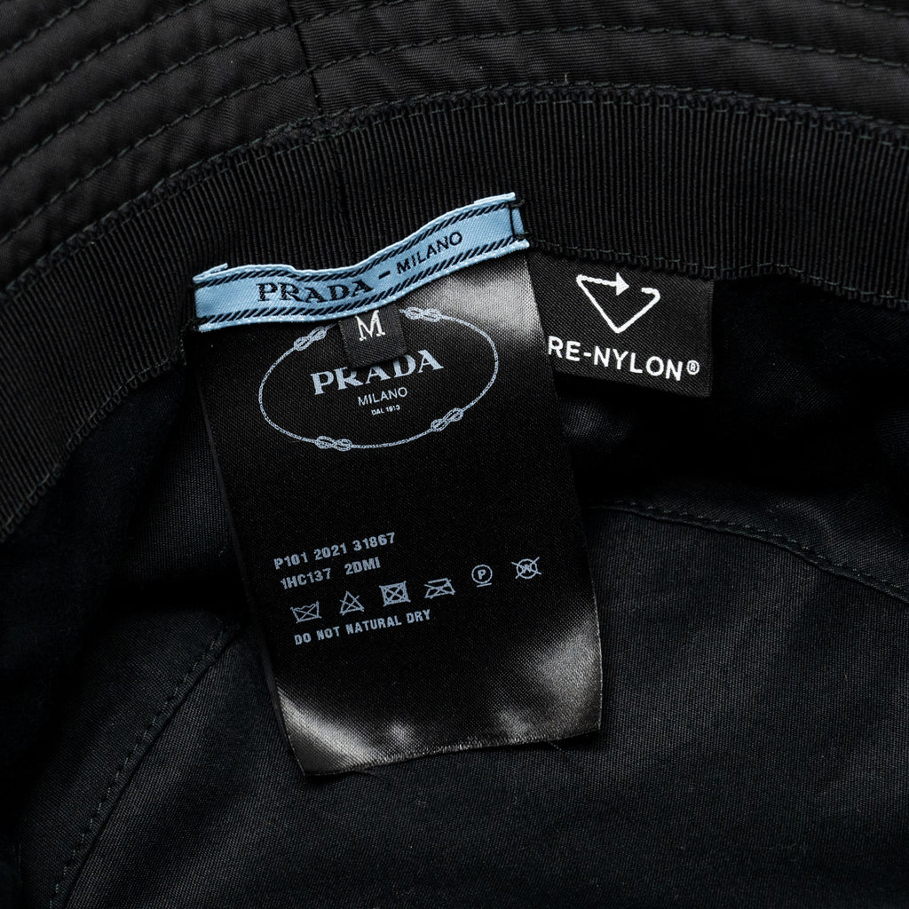 Prada Size M Re-Nylon Bucket Hat Black SHW