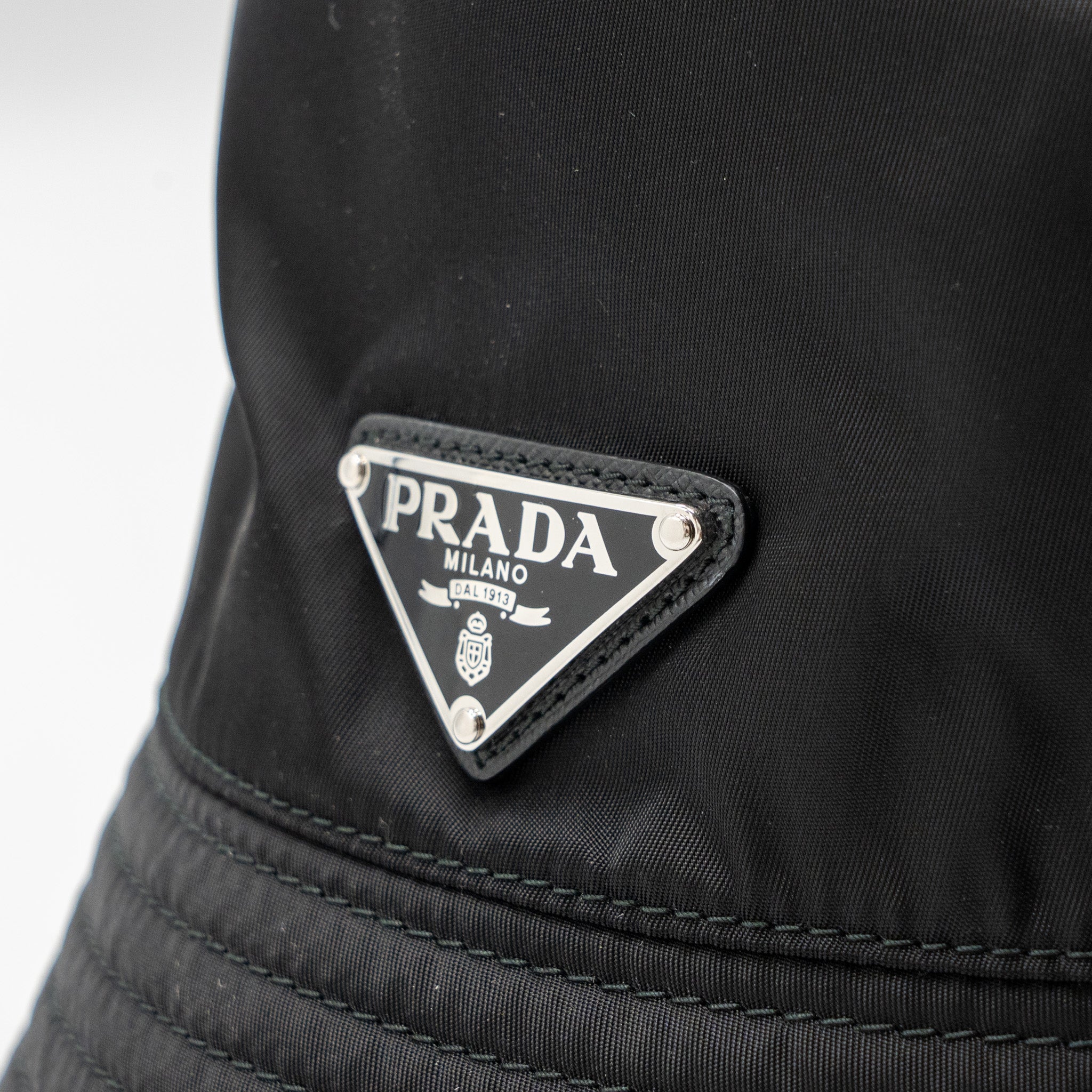Prada size L re-nylon bucket hat black SHW