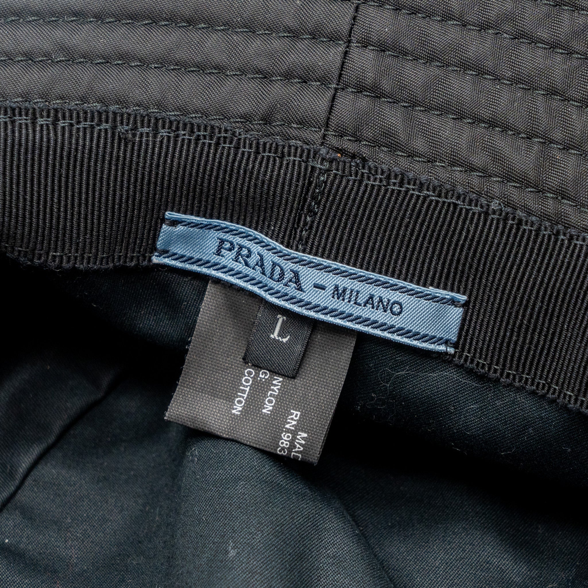 Prada size L re-nylon bucket hat black SHW