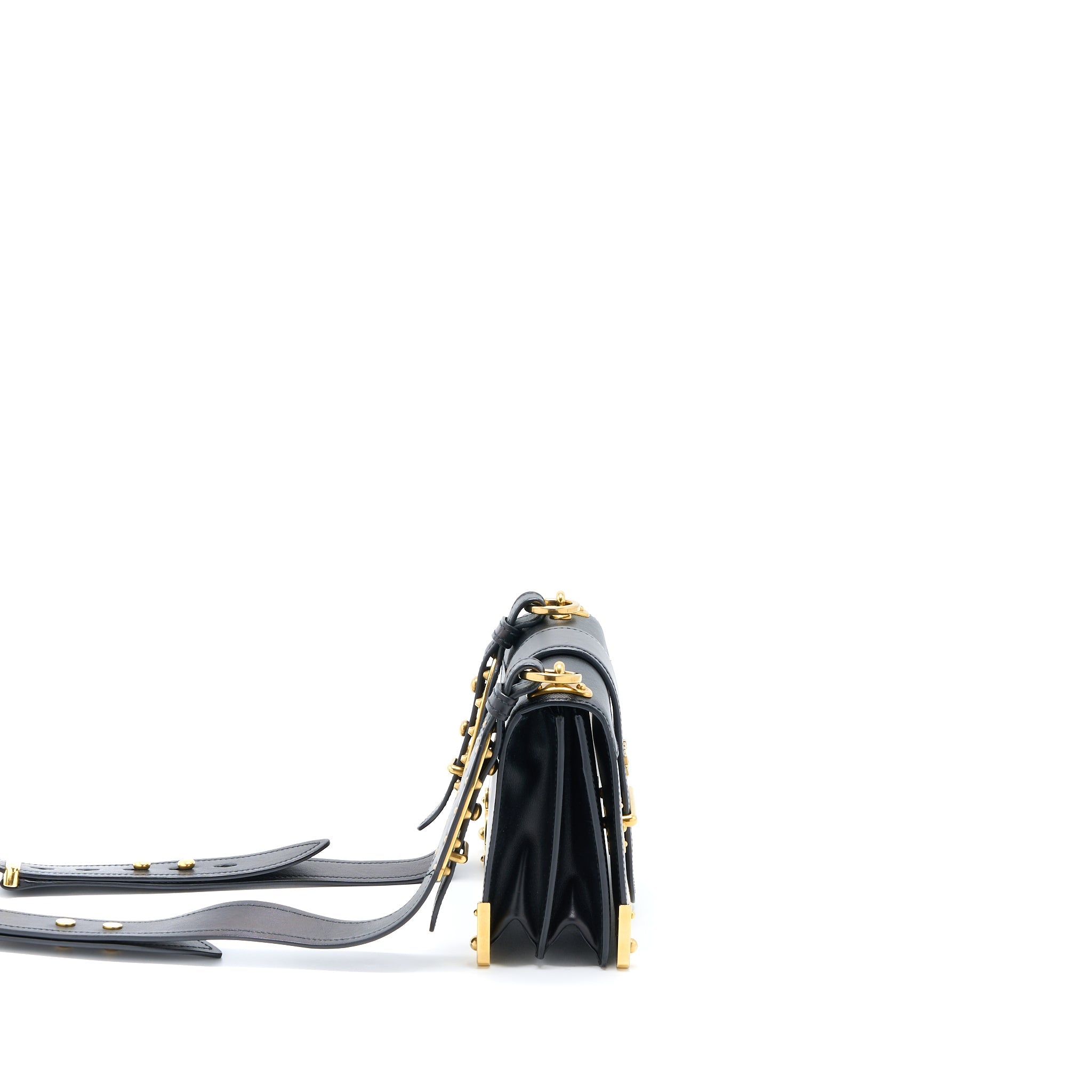 Prada Cahier Crossbody Bag Leather Black GHW