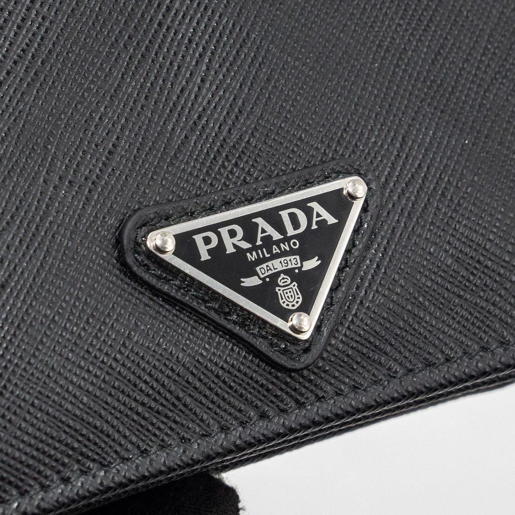 Prada saffiano wallet calfskin black SHW