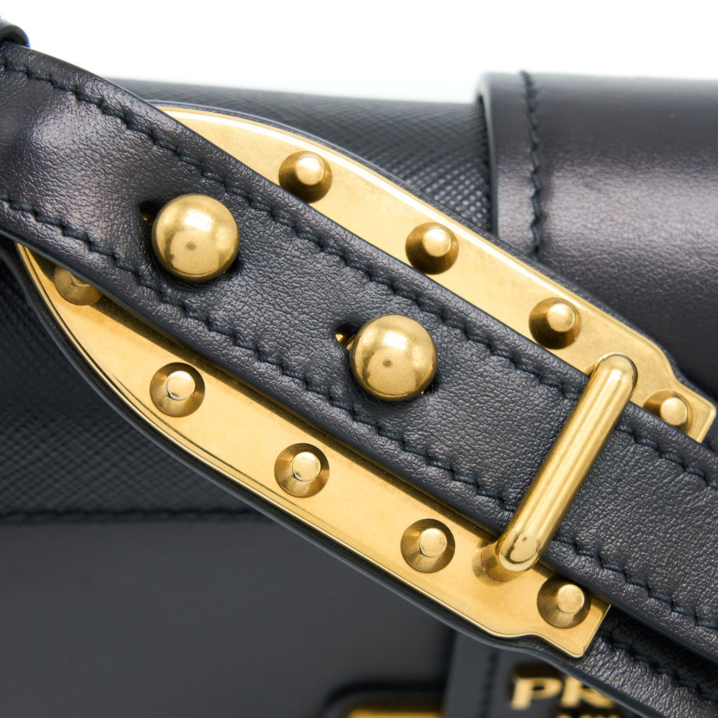 Prada Cahier Crossbody Bag Leather Black GHW
