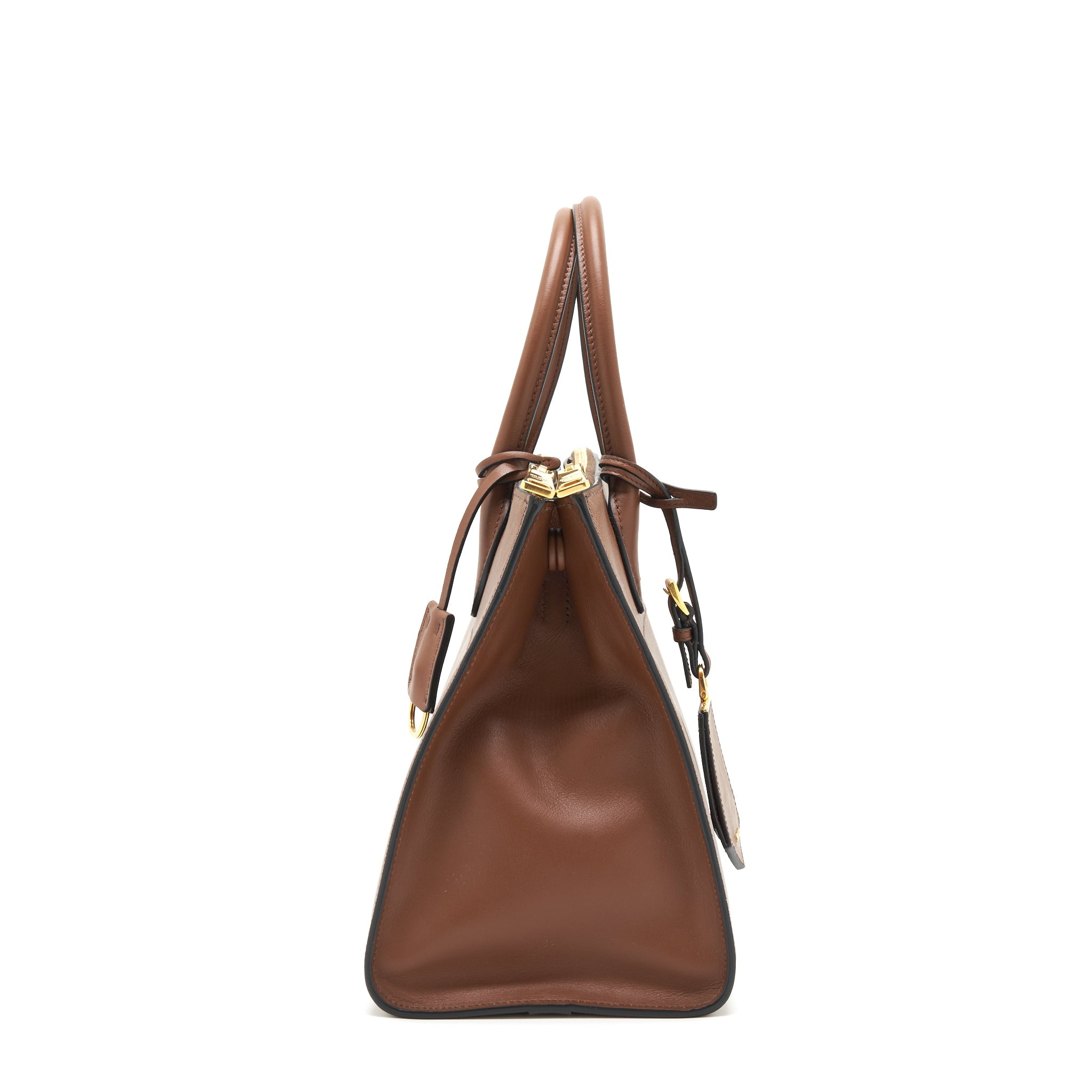 PRADA Saffiano Borda Bag Brown GHW
