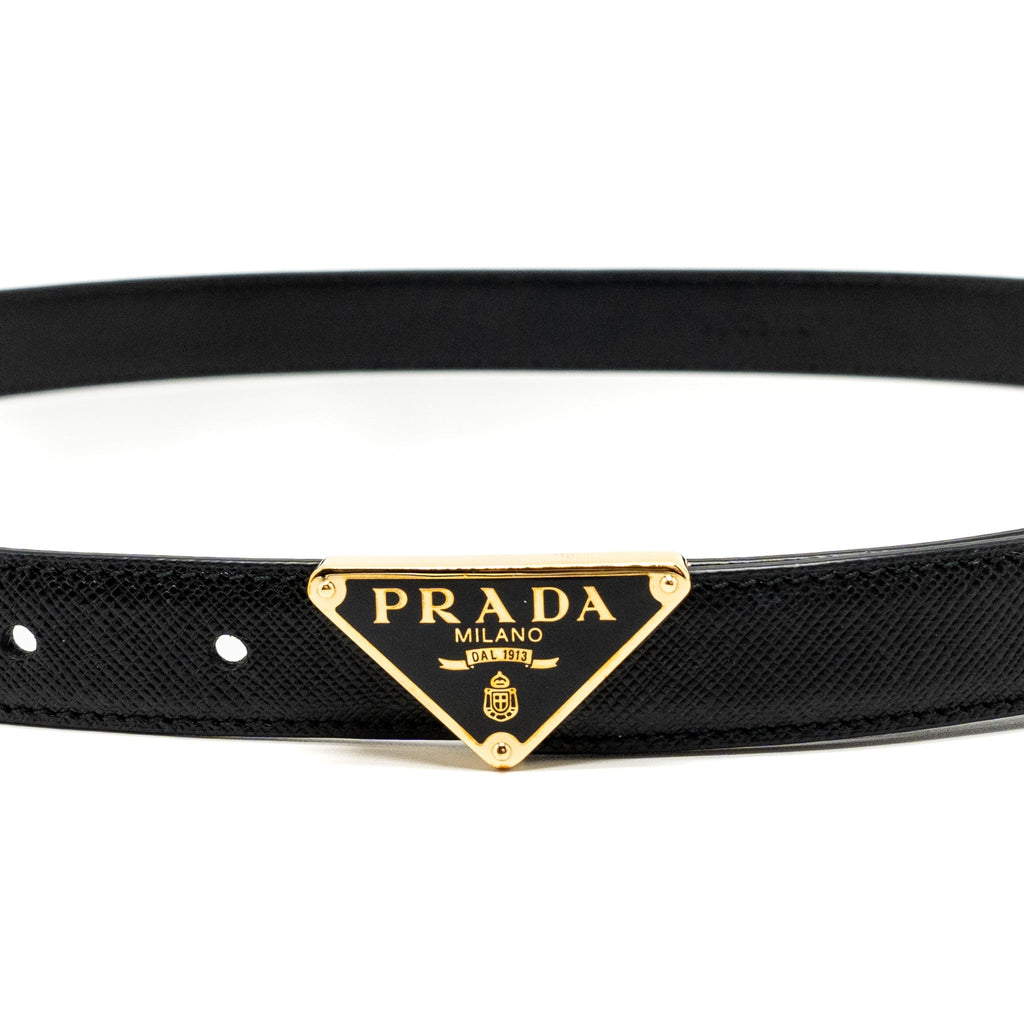 Prada Size 80 Belt Saffiano Calfskin Black GHW