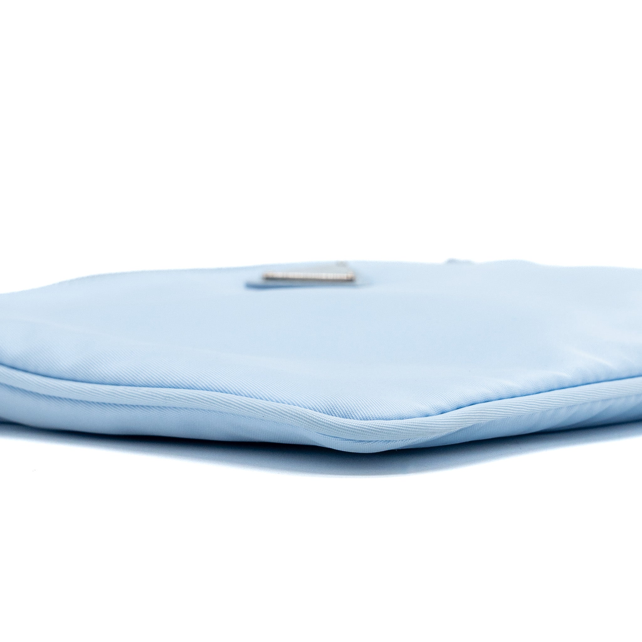 Prada Re-Nylon zip shoulder bag light blue SHW