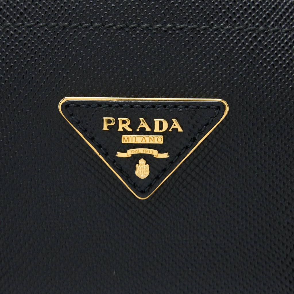 Prada Saffiano Double Bag Calfskin Black GHW