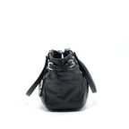 PRADA Prugna Soft Calfskin Leather Shopping Tote Bag Black