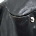 PRADA Prugna Soft Calfskin Leather Shopping Tote Bag Black