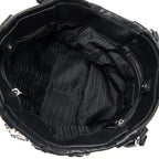 PRADA Prugna Soft Calfskin Leather Shopping Tote Bag Black