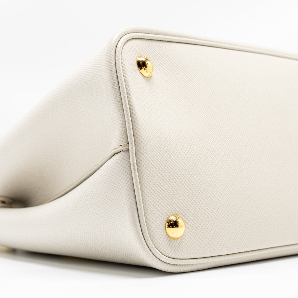 Prada Small Saffiano Cuir Tote Bag Calfskin White/Yellow GHW