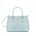 Prada Small Saffiano Leather Tote Bag Light Blue GHW