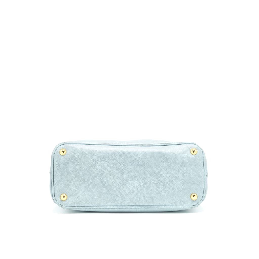 Prada Small Saffiano Leather Tote Bag Light Blue GHW