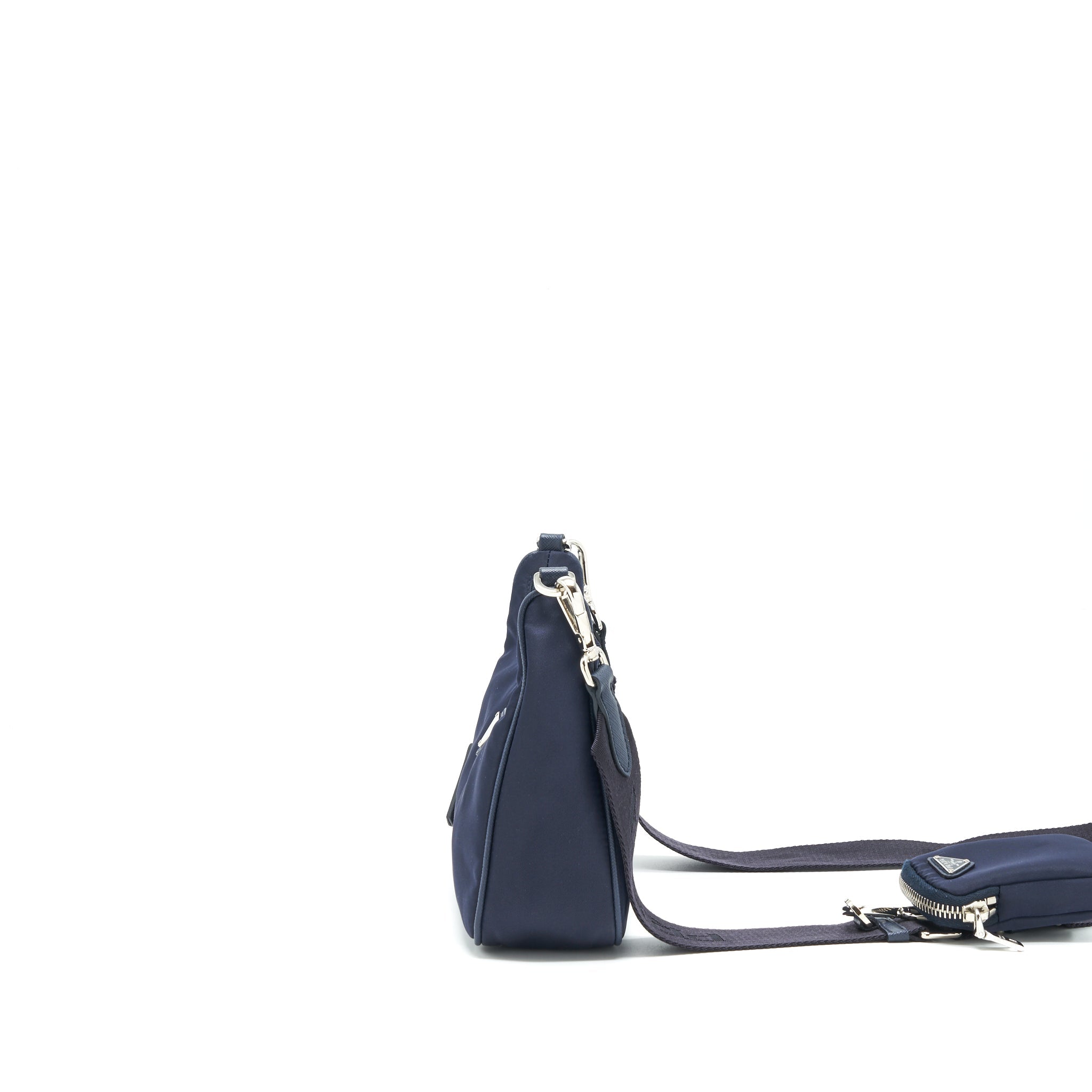 Prada 2005 Re-edition Nylon Shoulder Bag Indigo Blue SHW