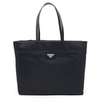 Prada Nylon Tote With Leather Handle Black SHW
