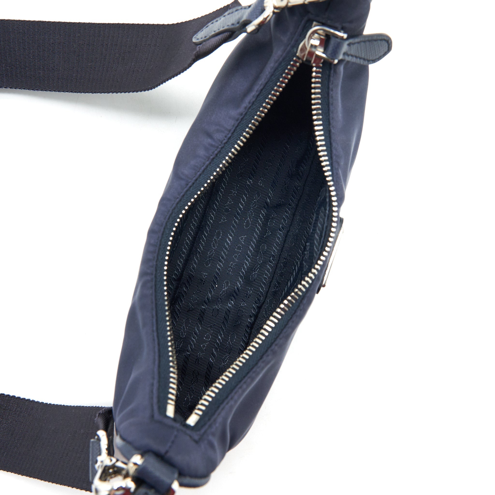 Prada 2005 Re-edition Nylon Shoulder Bag Indigo Blue SHW