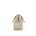 Prada grained calfskin double zip Tote Bag Light Grey GHW