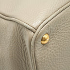 Prada grained calfskin double zip Tote Bag Light Grey GHW
