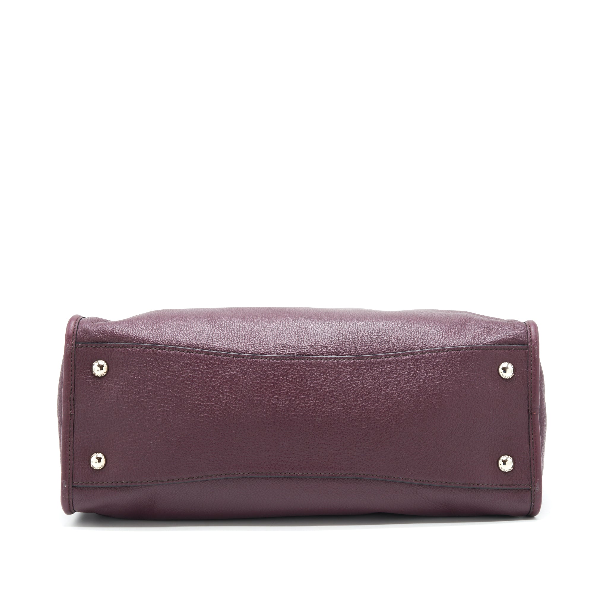 Prada Vitello Phenix Bauletto Tote Bag Grained Calfskin Burgundy SHW